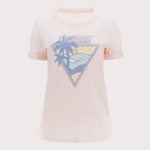 Guess - Camiseta Con Logo Triangular De Palmera