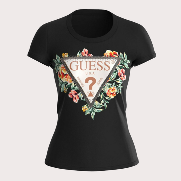 Guess - Camiseta Elastica Con Logotipo Floral