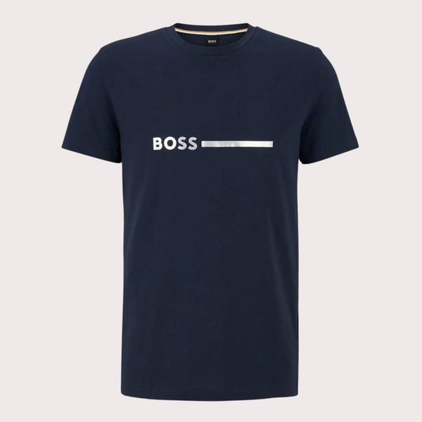 BOSS - Camiseta Regular Fit De Algodon Con Proteccion UV Azul Marino