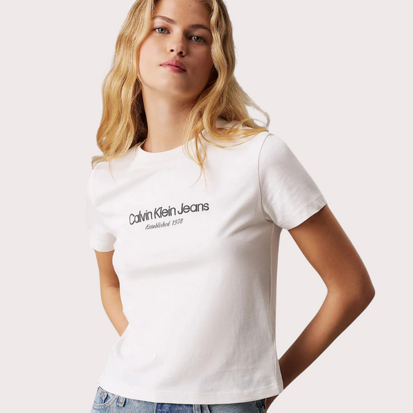 CK Jeans - Camiseta de Algodón Blanco