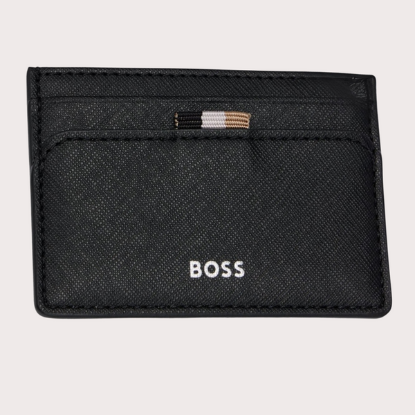 BOSS - Tarjetero con Raya de la Marca y Logotipo Negro