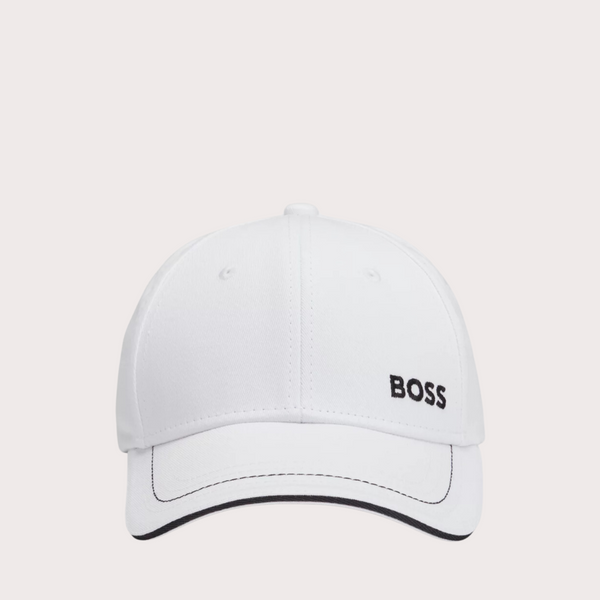 BOSS - Gorra de Sarga de Algodon con Logo Bordado Blanco