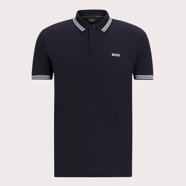 BOSS - Polo Paddy de Piqué de Algodón con Logo Negro