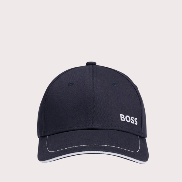 BOSS - Gorra de Sarga de Algodón con Logo Bordado Azul Marino