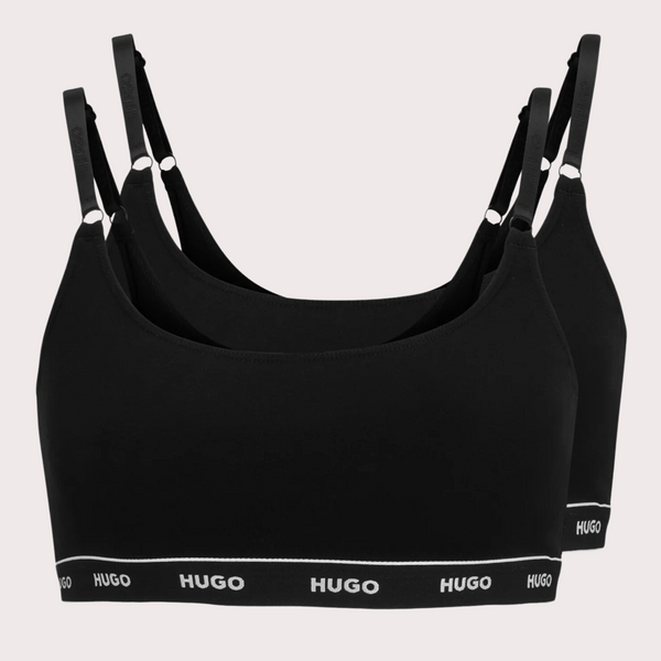 HUGO - Paquete De Dos Bralettes De Algodón Elástico Con Cinta De Logos