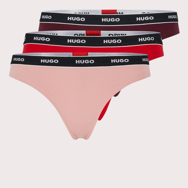 HUGO - Paquete De Tres Tangas En Algodón Elástico Con Logos En La Cintura