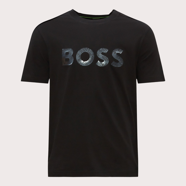 BOSS - Camiseta con Logo Metalizado Negro