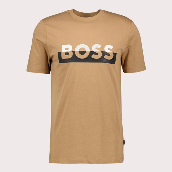 BOSS - Camiseta Tiburt  Con Logo Marron