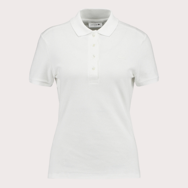 Lacoste - Polo De Piqué Elástico Mujer Blanco