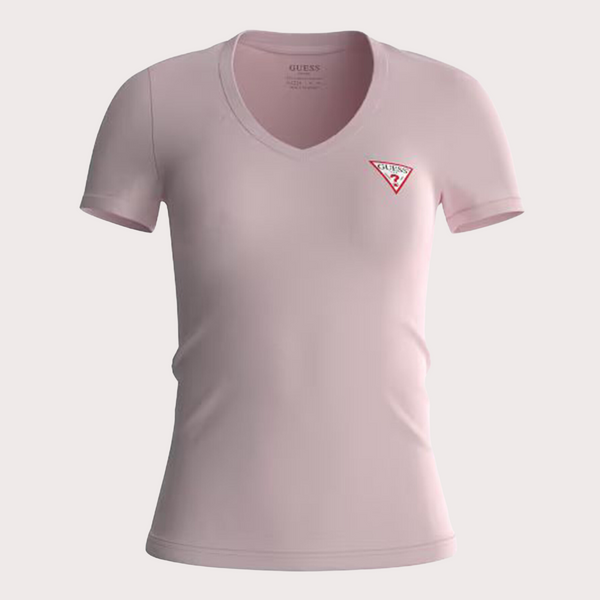 Guess - Camiseta Logotipo Triángulo Pequeño Rosa