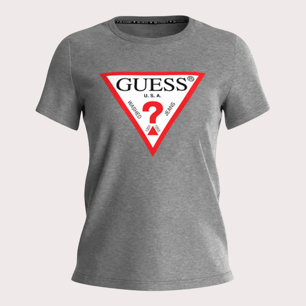 Guess - Camiseta Triángulo Grande Gris