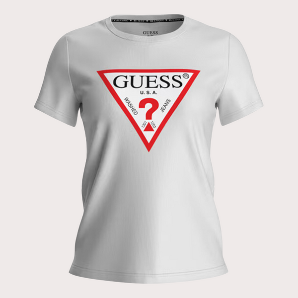 Guess - Camiseta Triángulo Grande Blanco