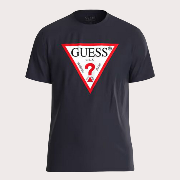 Guess - Camiseta Triángulo Grande Marino