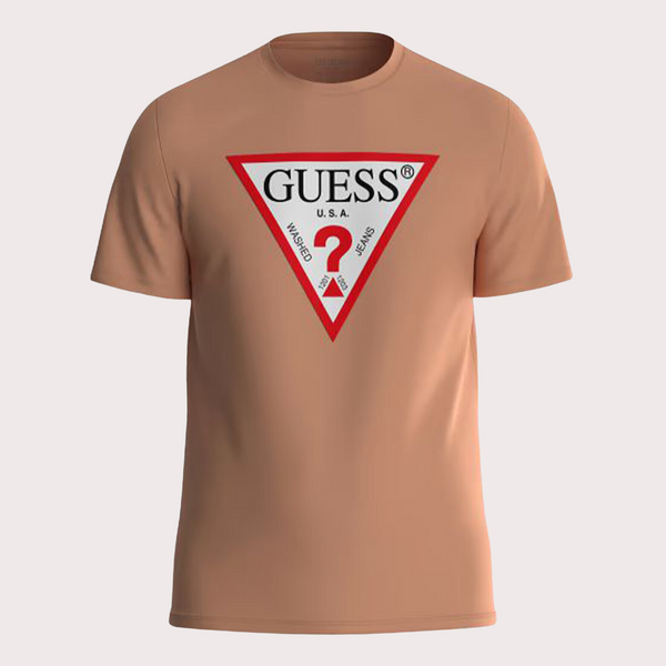 Guess - Camiseta Triángulo Grande Naranja